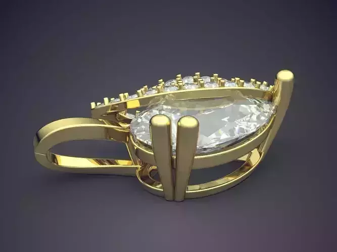 Pendant With Enormous Diamond And Smaller Ones CAD 4608