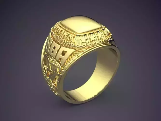 Simple Big Ring With Square Ornament CAD 4609