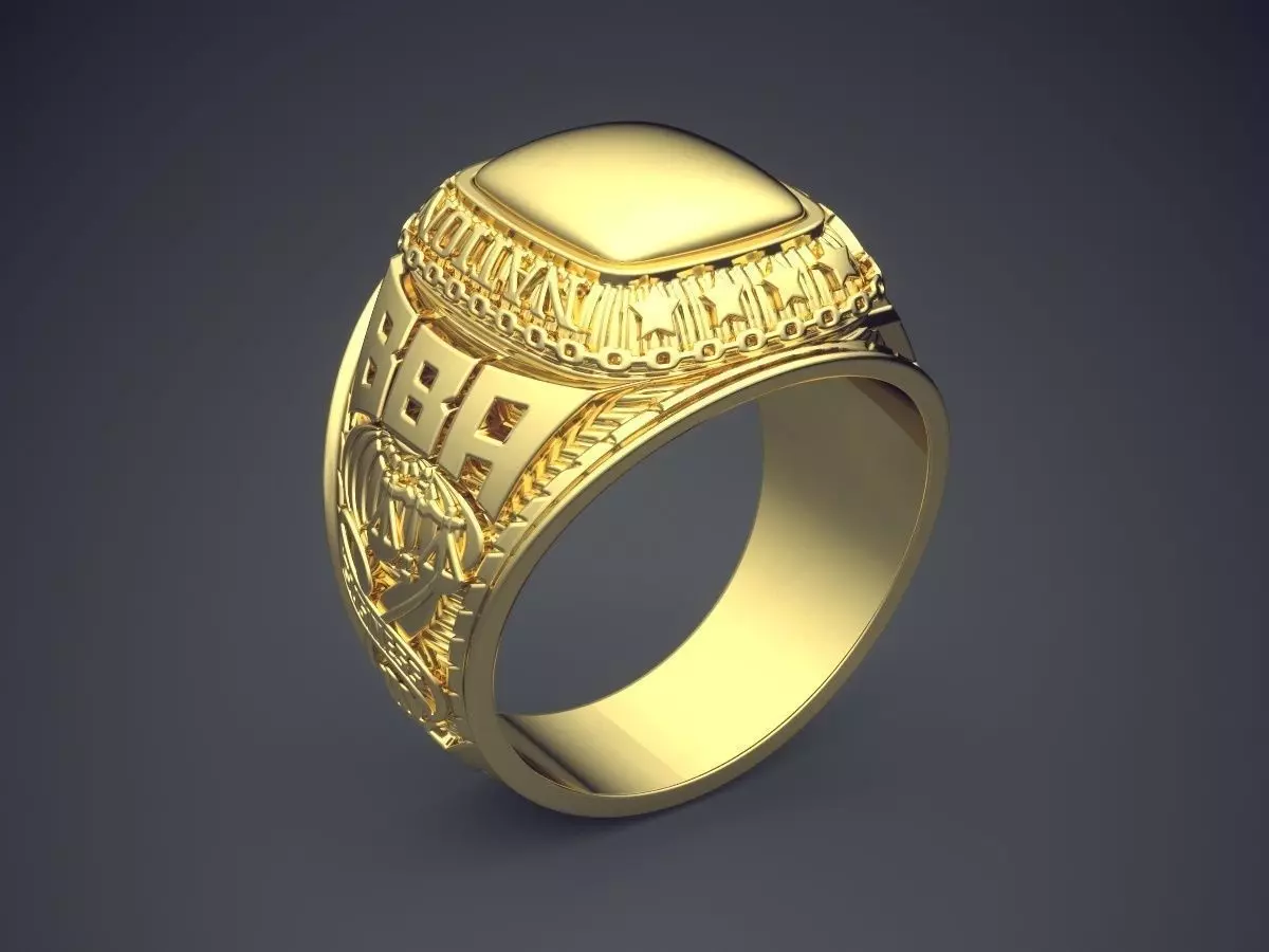 Simple Big Ring With Square Ornament CAD 4609 3D print model_0