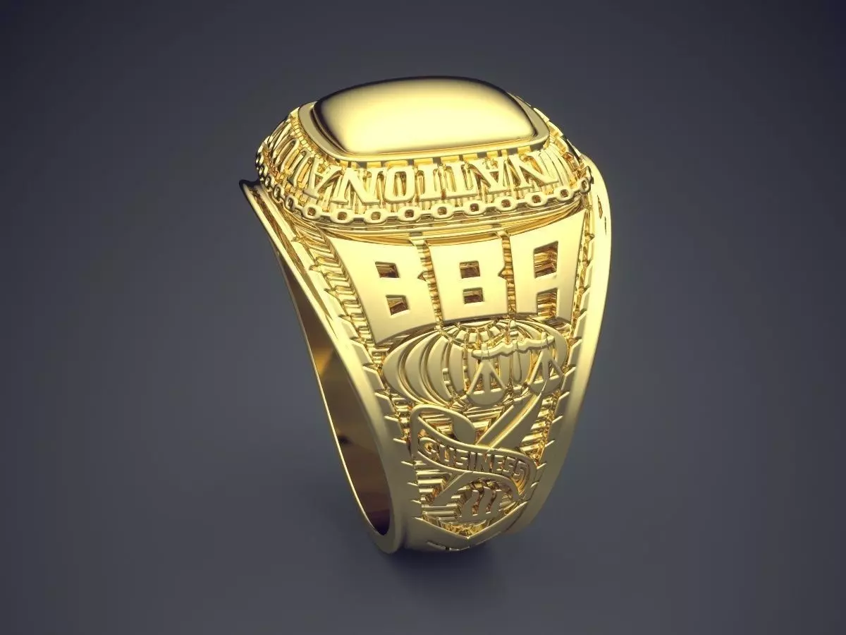Simple Big Ring With Square Ornament CAD 4609 3D print model_3
