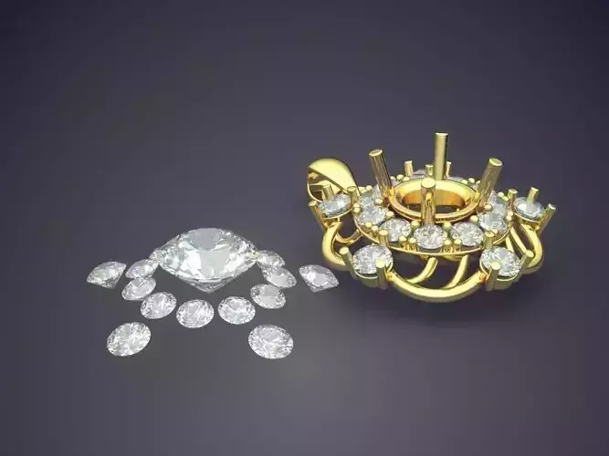Pendant With Big Diamond  CAD 4604
