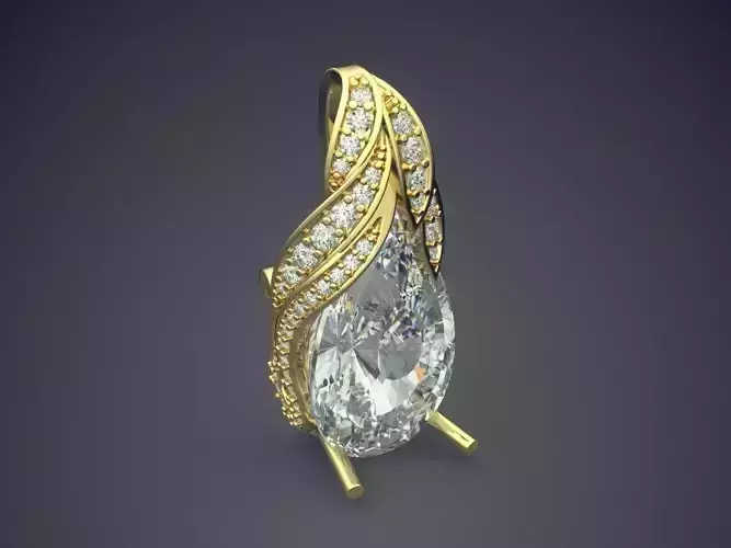 Pendant With Huge Diamond In The Middle CAD 4612