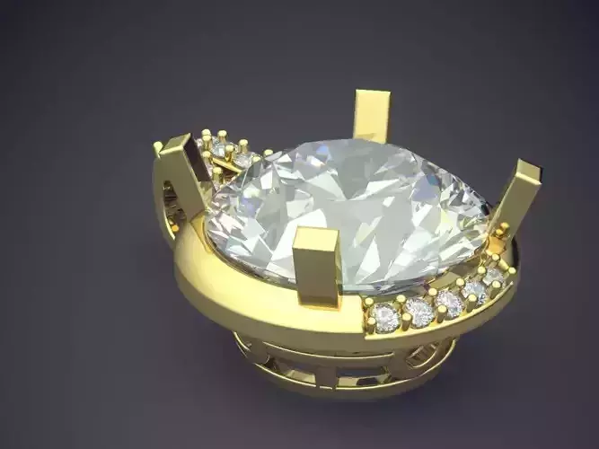 Pendant With Huge Oval Diamond CAD 4601
