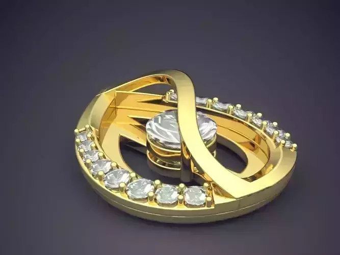 Leaf Shaped Brooch With Small Diamonds On The Sides CAD 4600 3D print model