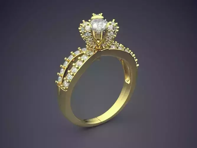 Unique Engagement Ring With Big Diamond CAD 4602 3D print model