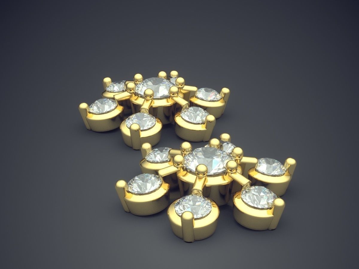 Star Shaped Brooch With Small Diamonds CAD 4598 3D print model_3