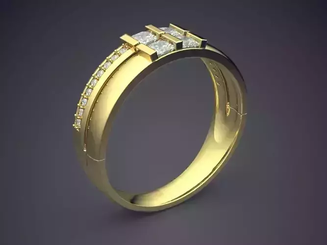 Ring With Two Small Diamonds Side By Side CAD 4595 3D print model