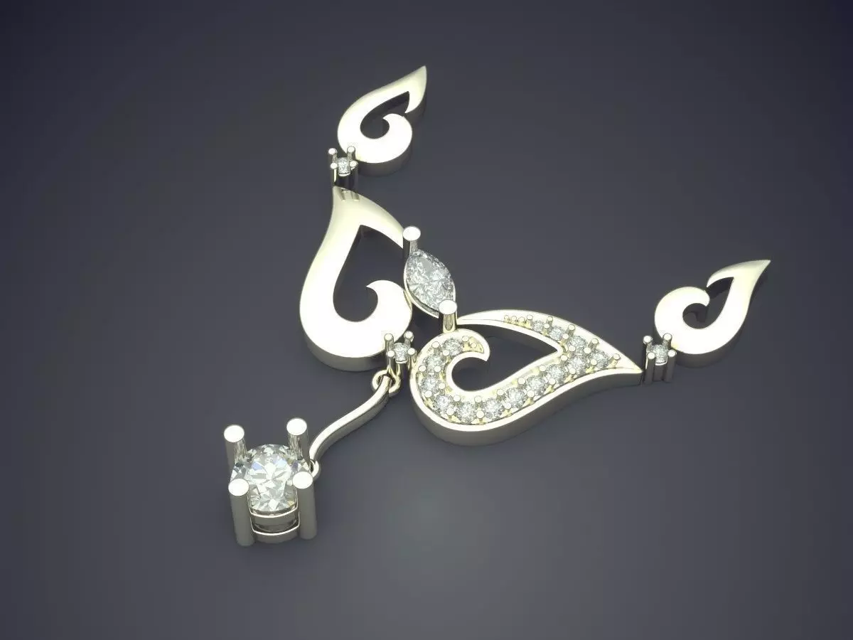 Uniquely Designed Pendant With Hanging Diamond CAD 4593 3D print model_1