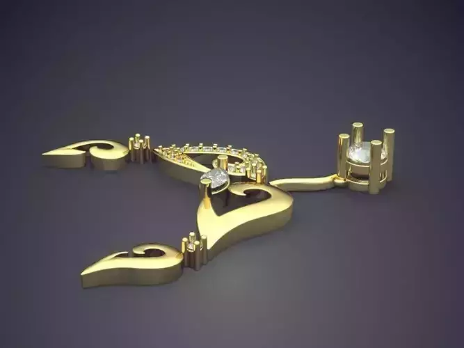 Uniquely Designed Pendant With Hanging Diamond CAD 4593
