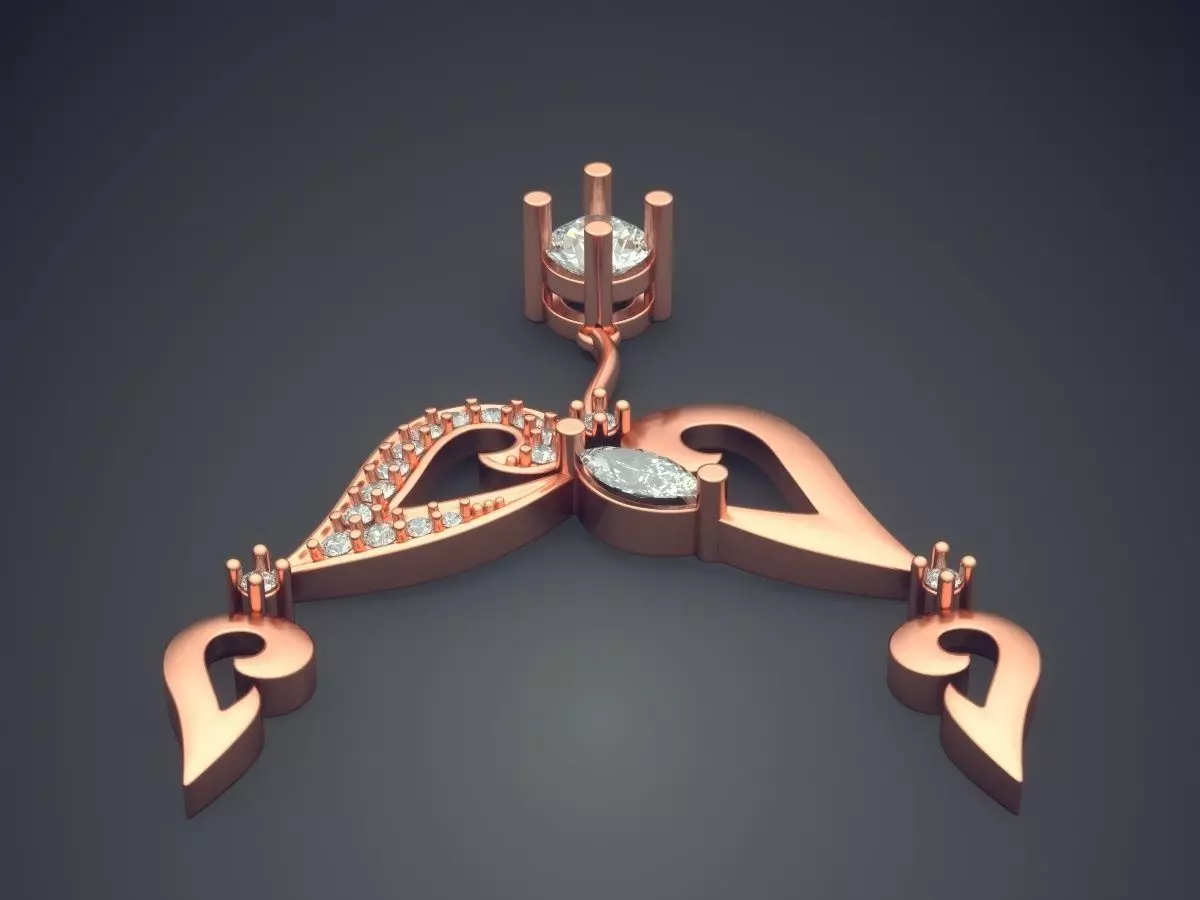 Uniquely Designed Pendant With Hanging Diamond CAD 4593 3D print model_2