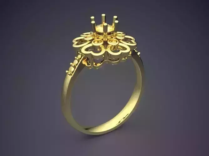 Ring With Flower Shaped Ornament On Top CAD 4588 3D print model