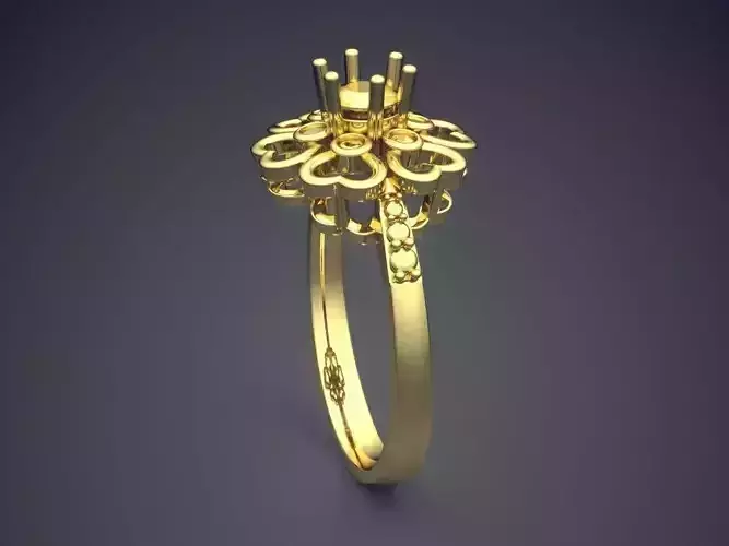 Ring With Flower Shaped Ornament On Top CAD 4588