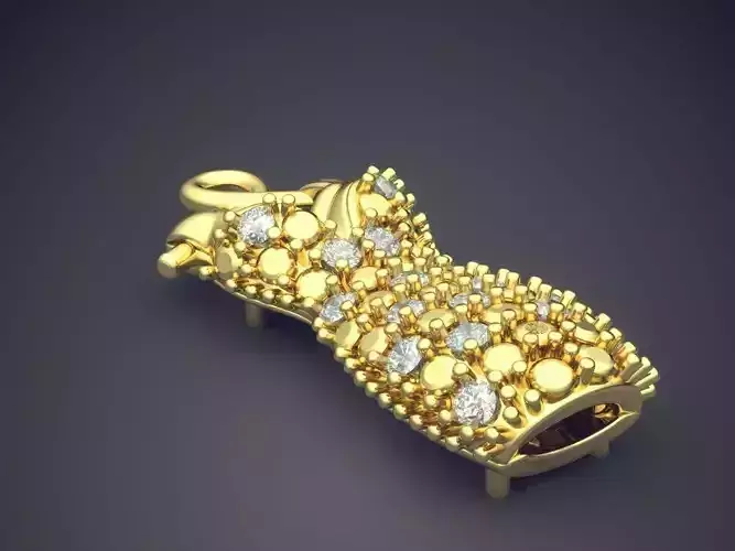 Dress Shaped Pendant Covered In Diamonds CAD 4590