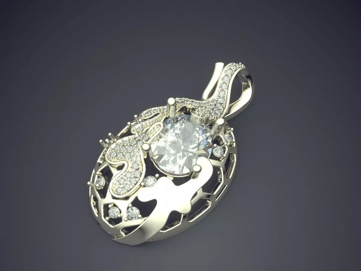 Uniquely Designed Pendant With Diamond CAD 4596 3D print model_1