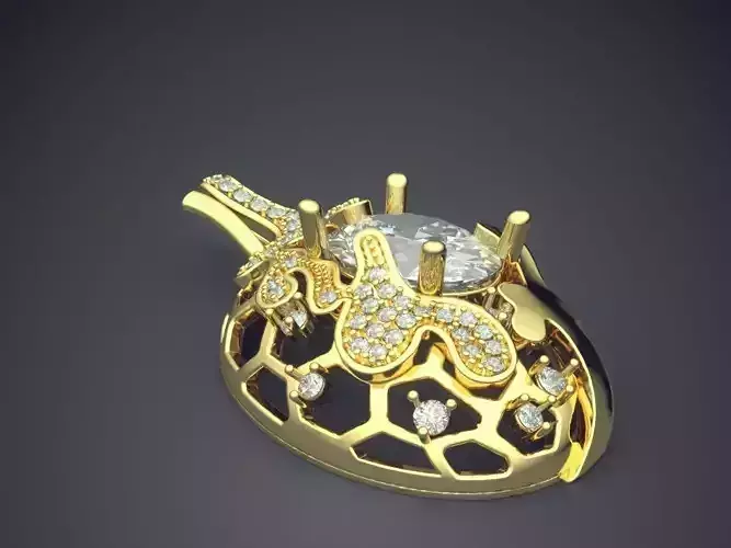 Uniquely Designed Pendant With Diamond CAD 4596 3D print model