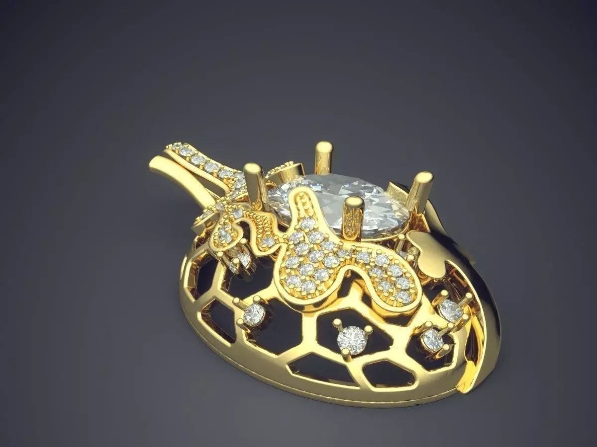Uniquely Designed Pendant With Diamond CAD 4596 3D print model_0