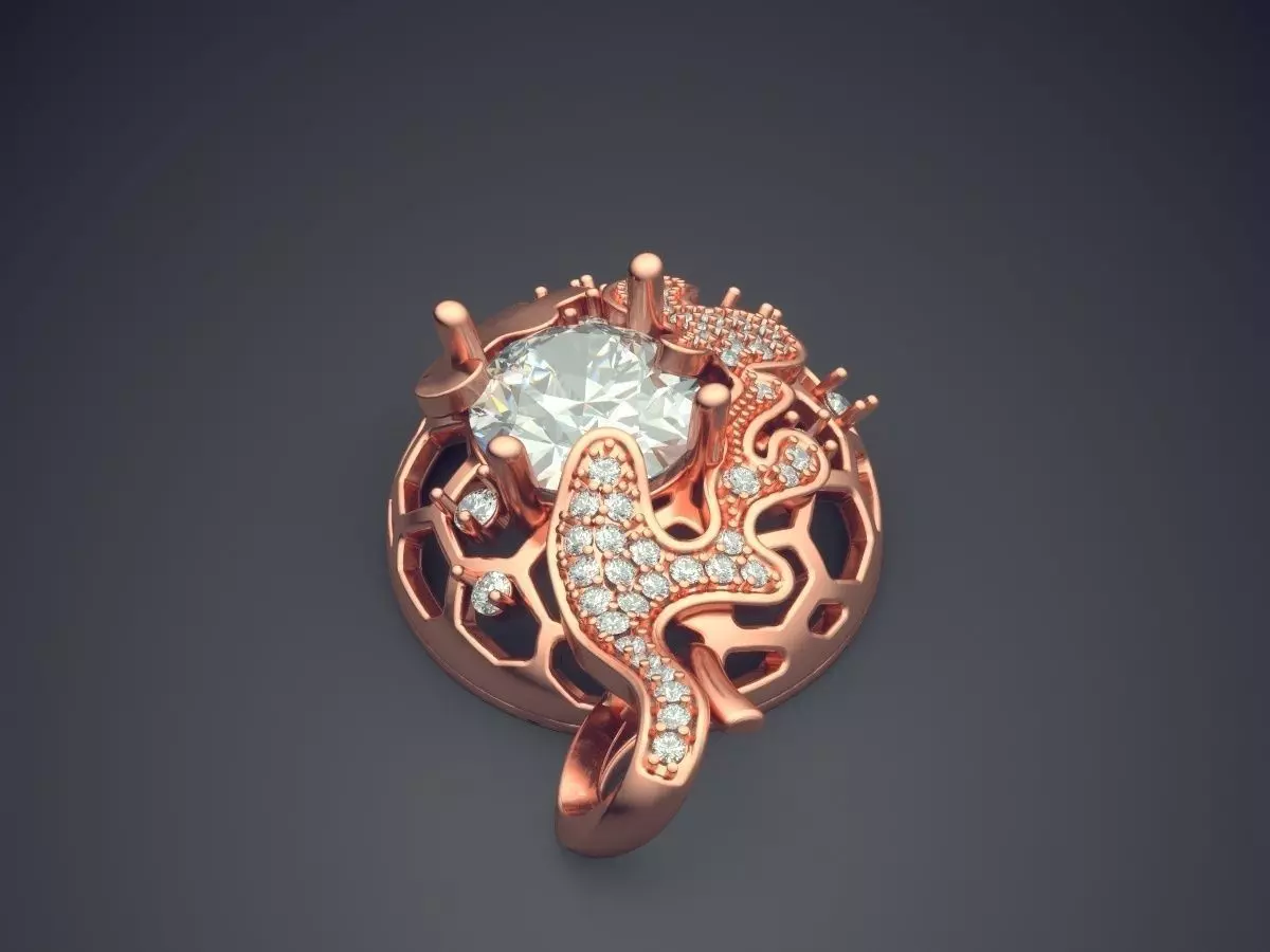 Uniquely Designed Pendant With Diamond CAD 4596 3D print model_2