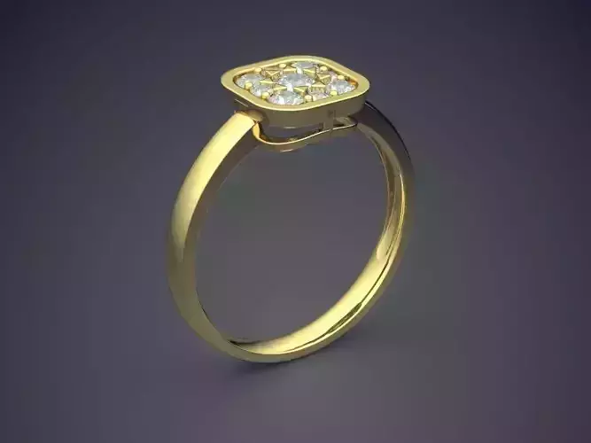 Ring With Square Ornament And Small Diamonds Inside CAd 4586 3D print model