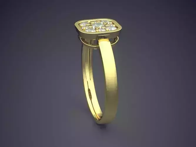 Ring With Square Ornament And Small Diamonds Inside CAd 4586
