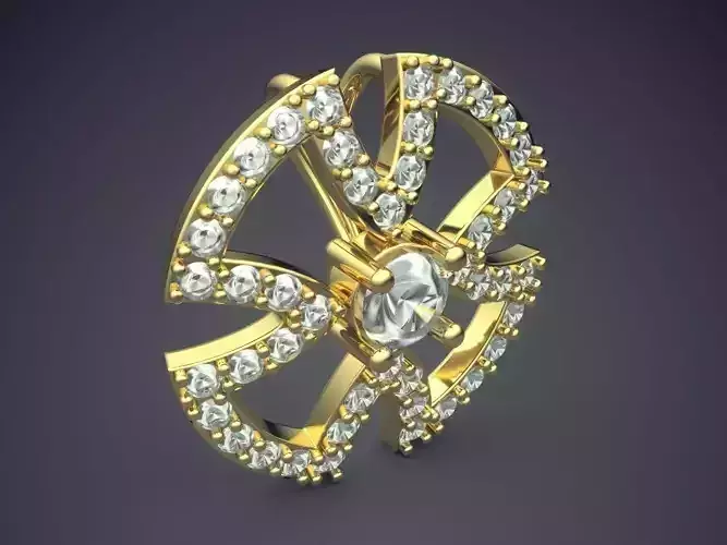 Interesting Shaped Brooch With Small Diamonds CAD 4585
