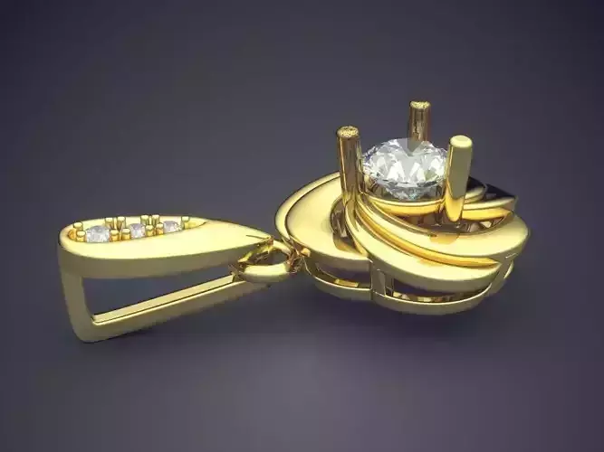 Rose Shaped Brooch With Diamond CAD 4574