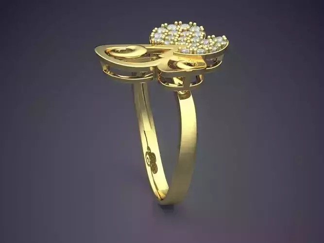 Ring With Two Intertwine Hearts CAD 4569