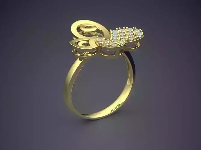 Ring With Two Intertwine Hearts CAD 4569 3D print model