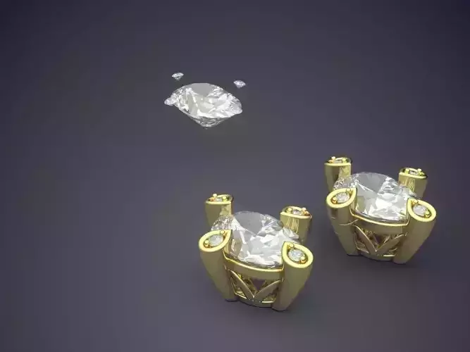 Simple Earrings With Big Diamonds CAD 4567