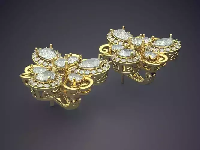 Very Luxurious Earrings Full Of Diamonds CAD 4572 3D print model