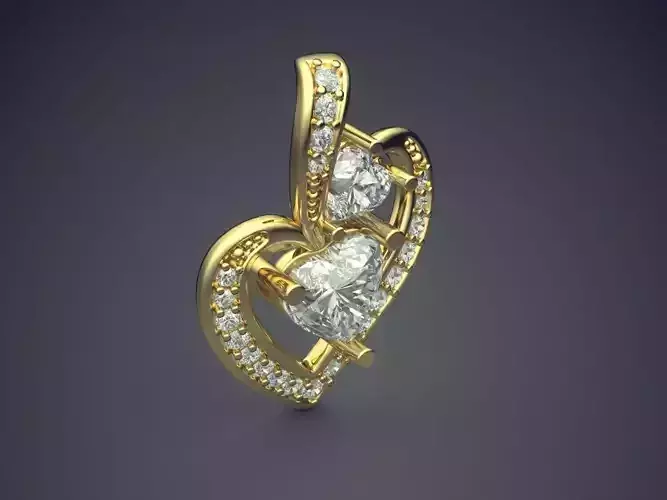Heart Shaped Pendant With Small Diamonds CAD 4565 3D print model