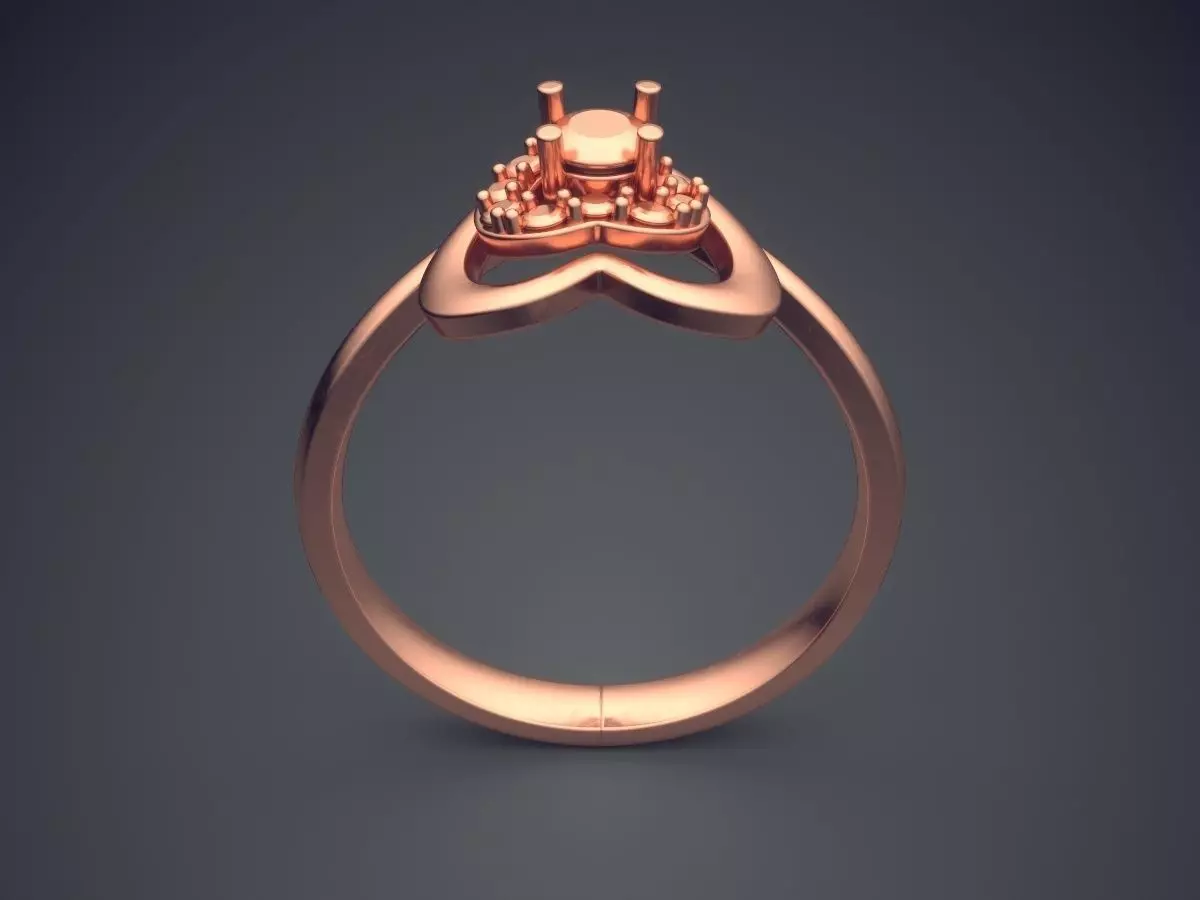 Ring With Heart Shaped Ornament On Top CAD 4558 3D print model_2