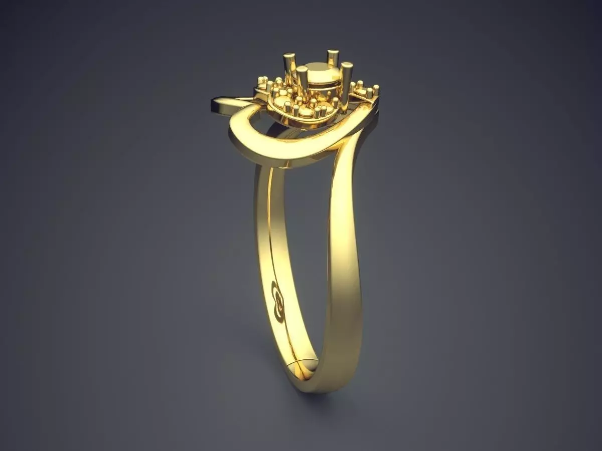Ring With Heart Shaped Ornament On Top CAD 4558 3D print model_3