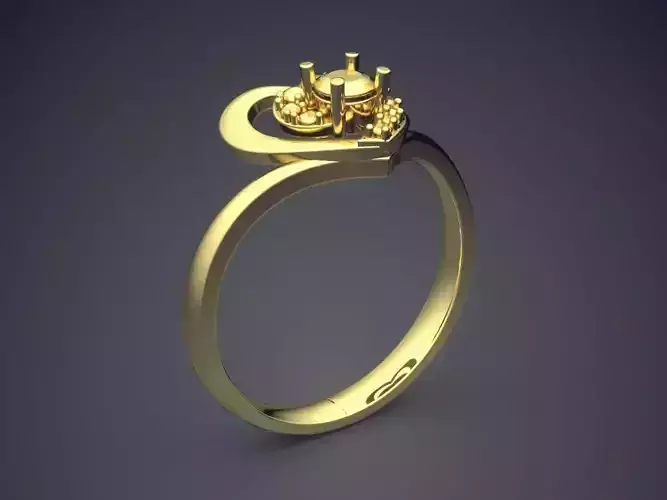 Ring With Heart Shaped Ornament On Top CAD 4558 3D print model