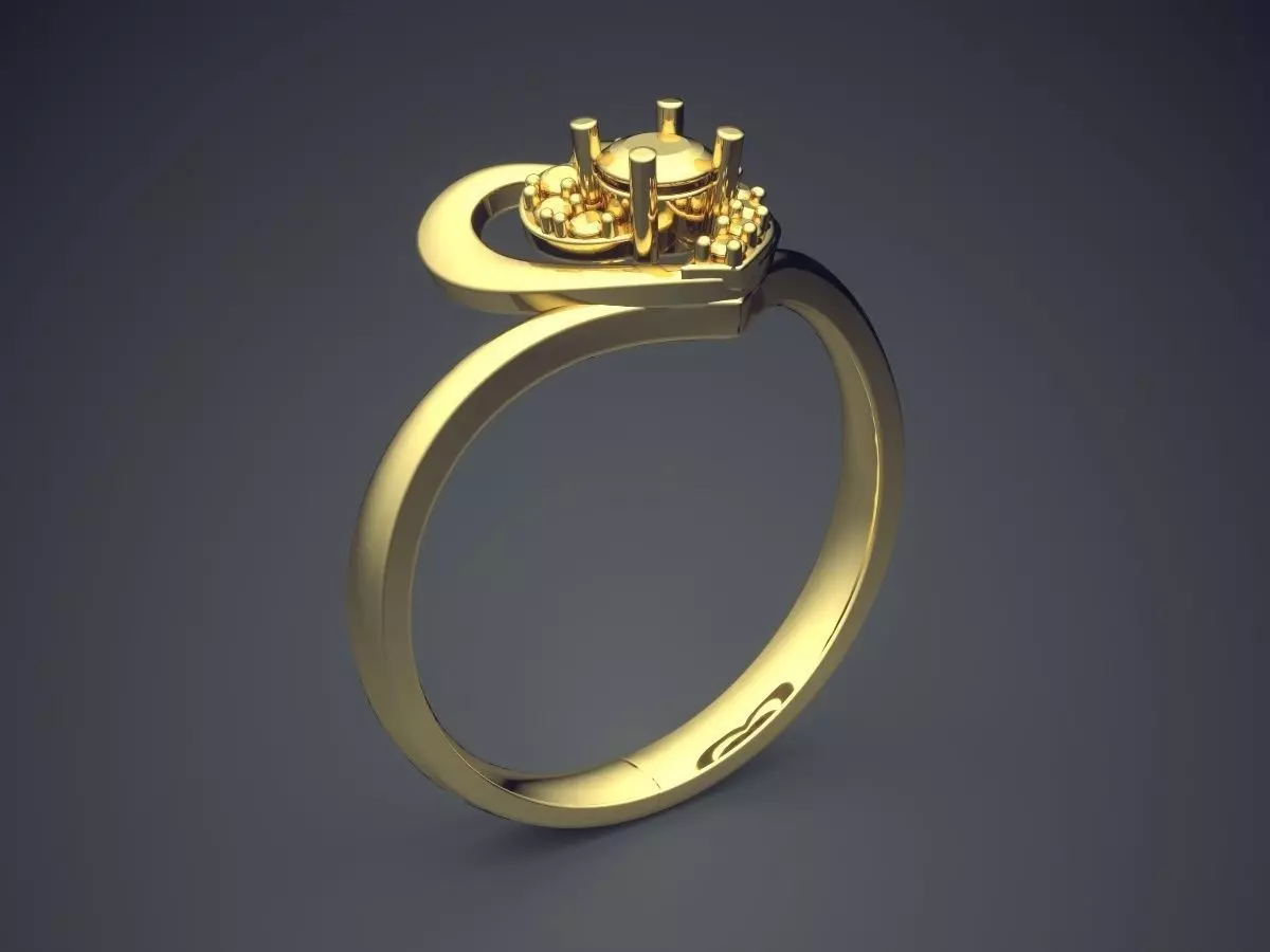 Ring With Heart Shaped Ornament On Top CAD 4558 3D print model_0