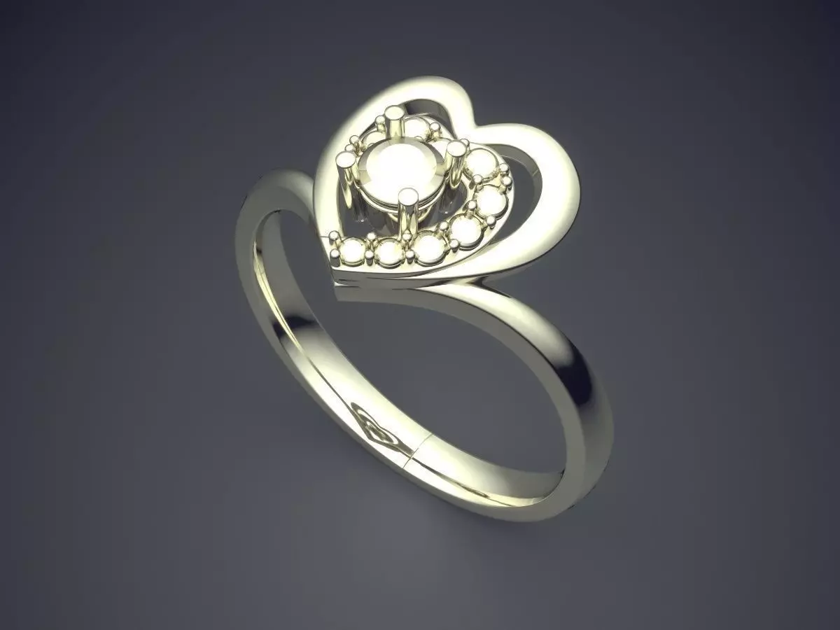 Ring With Heart Shaped Ornament On Top CAD 4558 3D print model_1