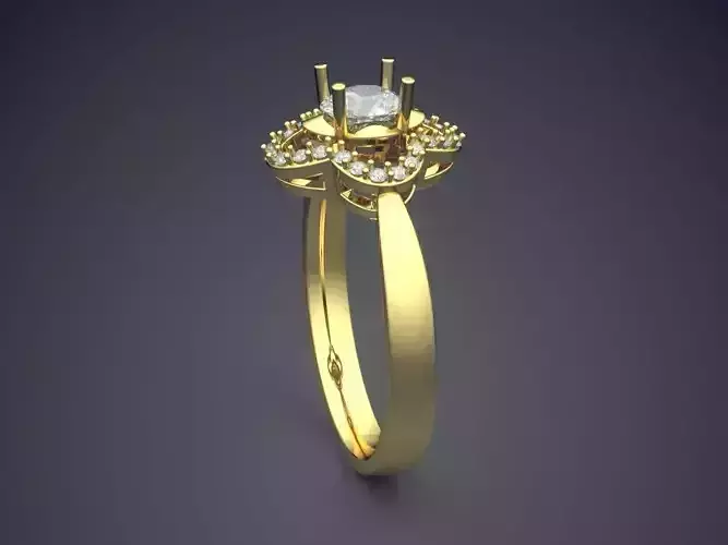 Ring With Interesting Ornament And Diamond CAD 4557