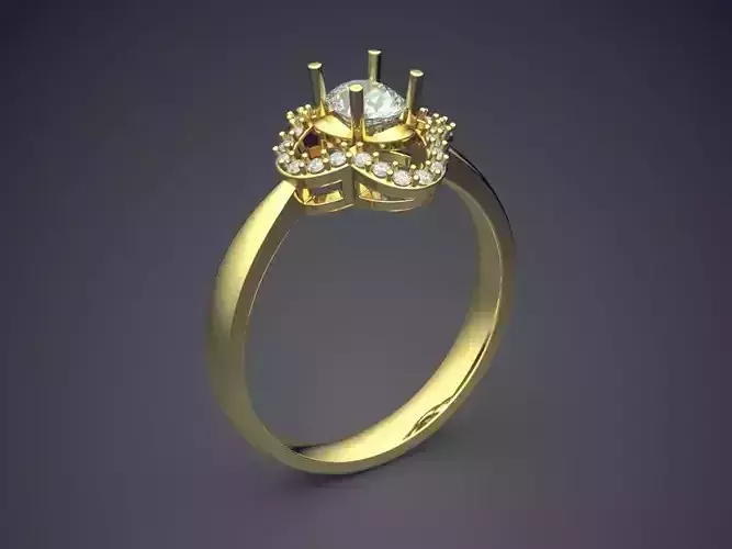 Ring With Interesting Ornament And Diamond CAD 4557 3D print model