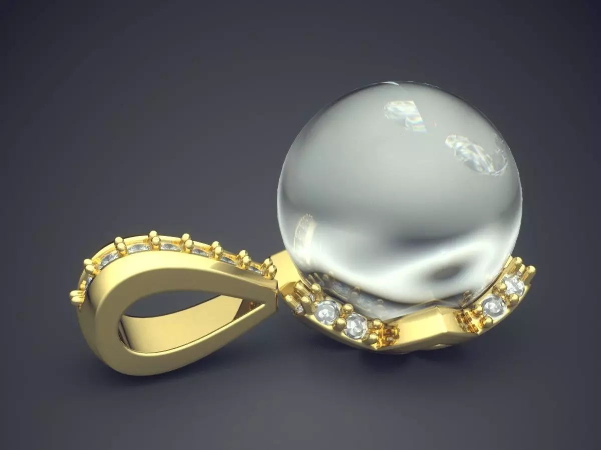 Pendant With Sphere Diamond CAD 4554 3D print model_3