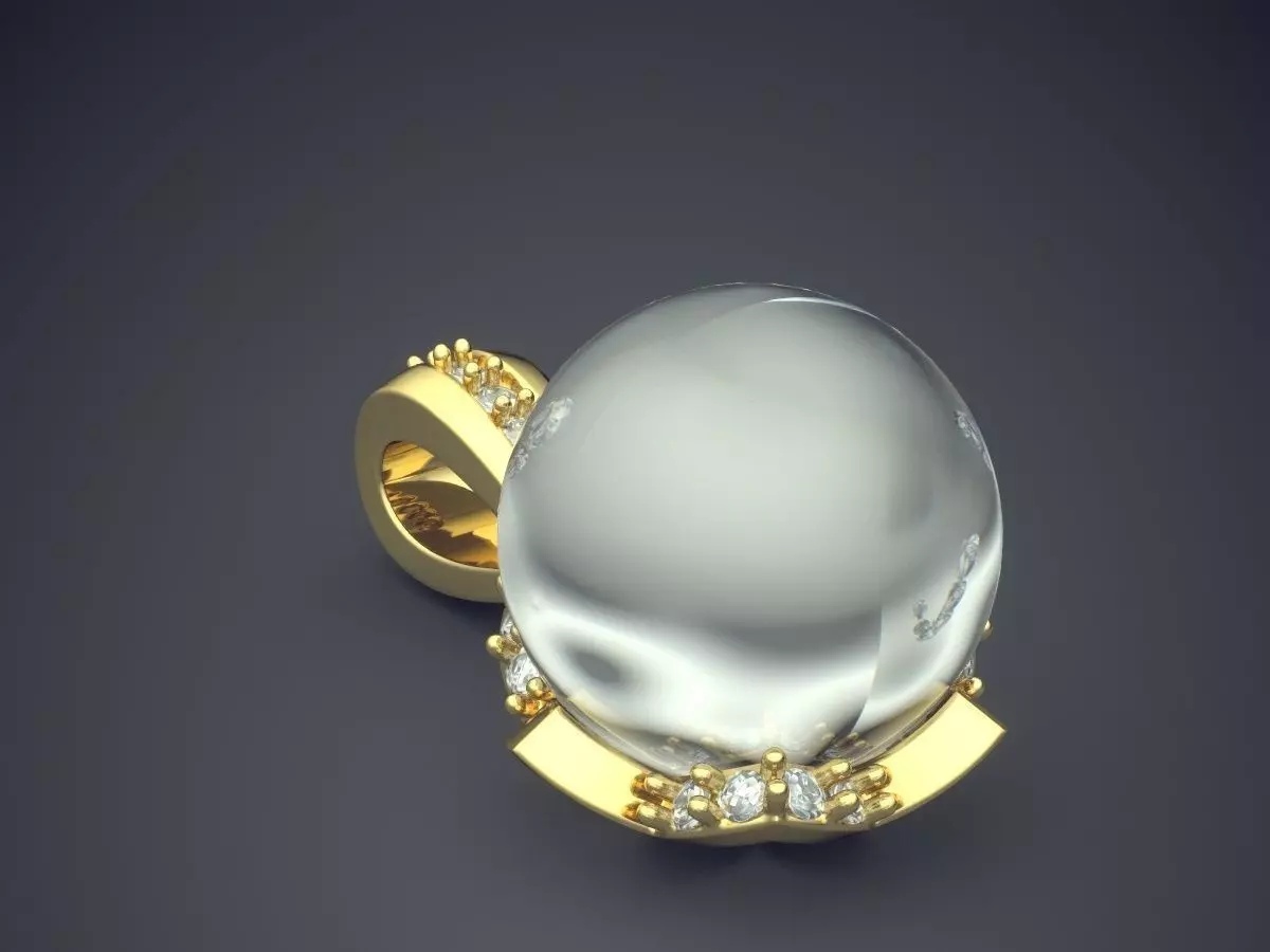 Pendant With Sphere Diamond CAD 4554 3D print model_0