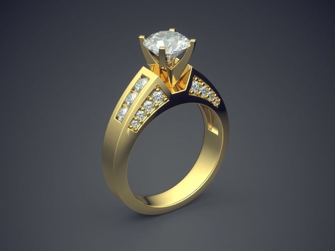 Big Ring With Diamond On Top And On The Sides CAD 4551 3D print model