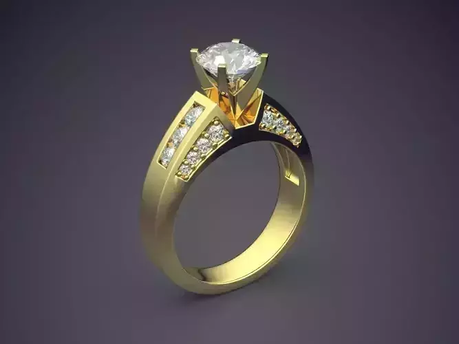 Big Ring With Diamond On Top And On The Sides CAD 4551