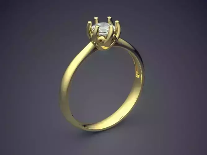 Simple Engagement Ring With Crown And Diamond CAD 4539