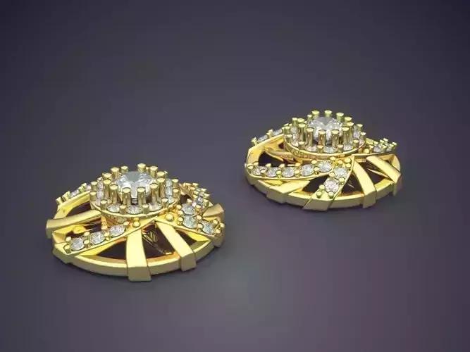 Circle Brooch With Spiral Ornament And Diamond CAD 4561