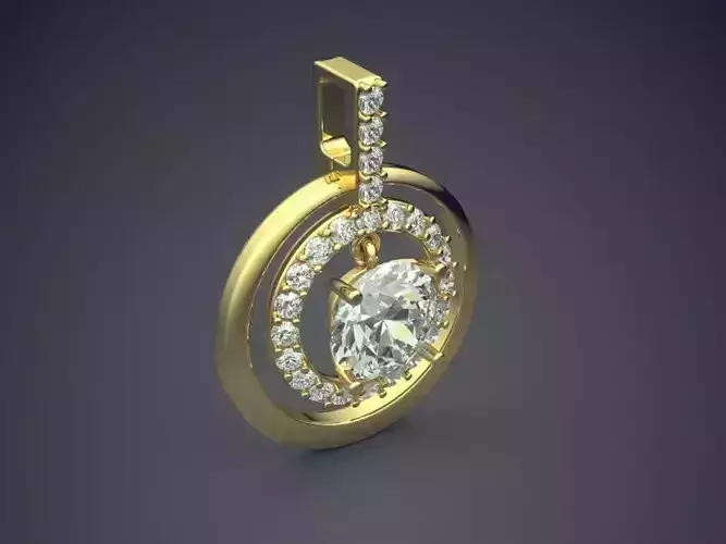 Circle Pendant With Diamond In The Middle CAD 3997