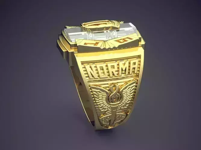 Ring With Complex Ornament And Square Diamond CAD 3989