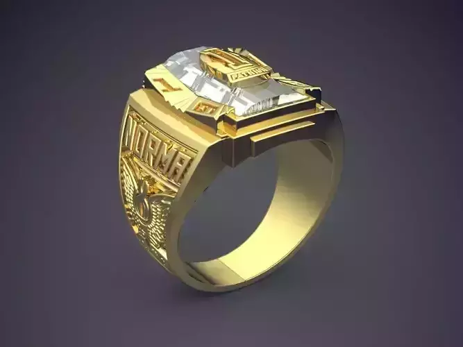 Ring With Complex Ornament And Square Diamond CAD 3989 3D print model
