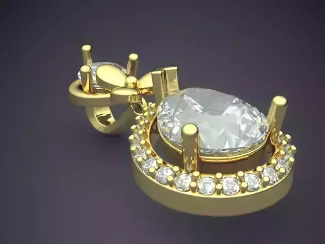 Pendant With Huge Diamond In The Middle CAD 3984