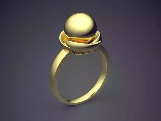 Ring With Big Sphere Ornament On Top CAD 3983