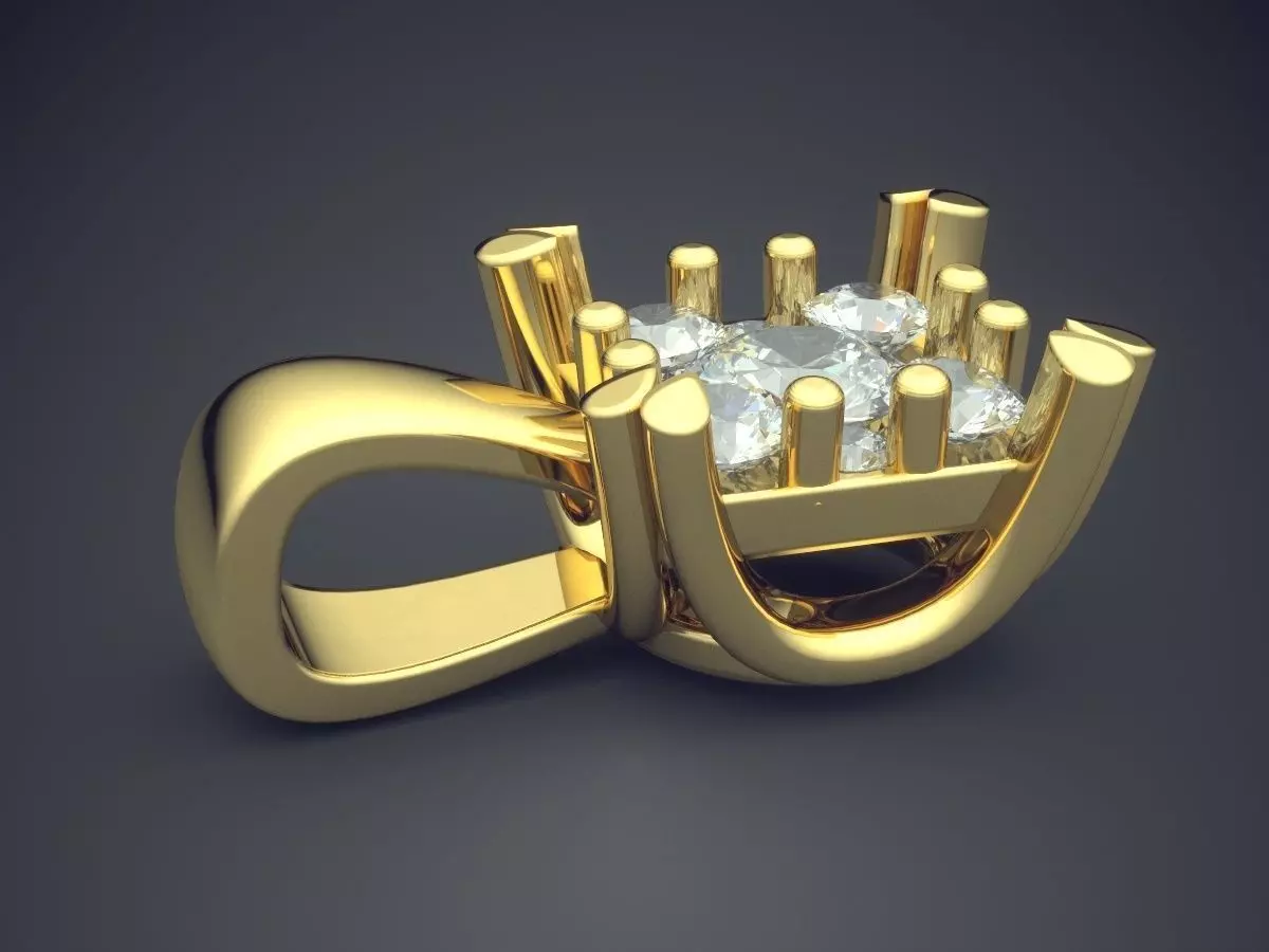 Pendant With Square Diamond Made From Smaller Ones CAD 3979 3D print model_3