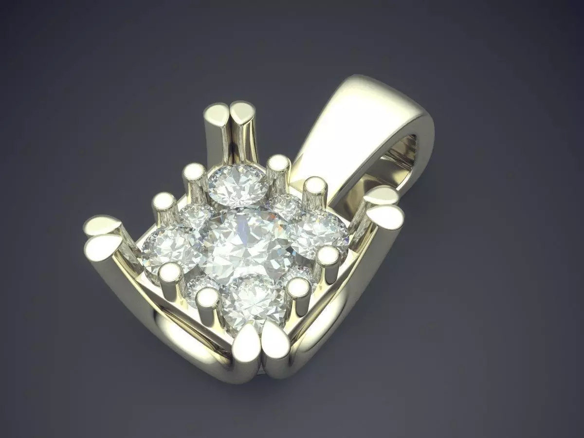 Pendant With Square Diamond Made From Smaller Ones CAD 3979 3D print model_1